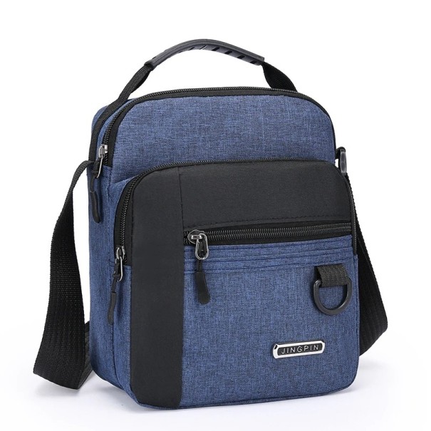 Borsa a tracolla impermeabile da uomo con grande capacità Zaino aziendale resistente con più tasche Borsa da lavoro multifunzionale per uomini blu