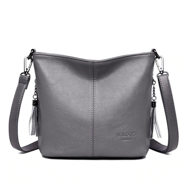 Borsa a tracolla in pelle da donna M683 grigio