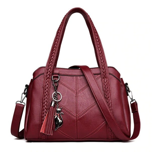 Borsa a tracolla in pelle da donna M712 bordeaux