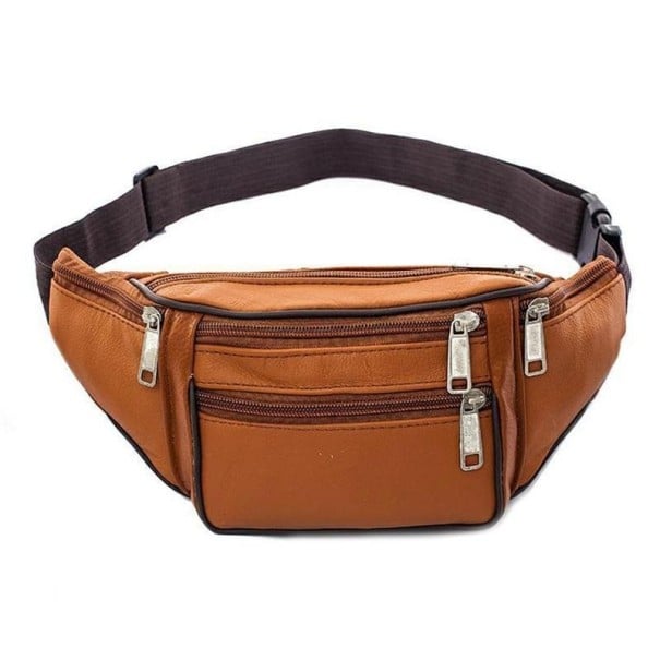 Borsa a tracolla in pelle da uomo marrone chiaro