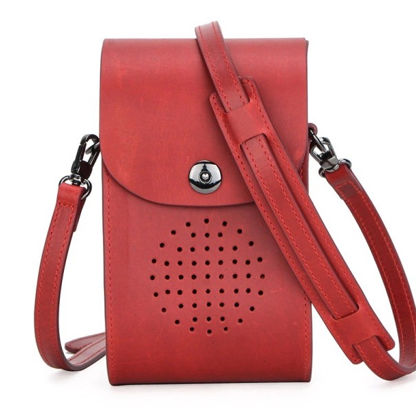 Borsa a tracolla in pelle da uomo T425 rosso