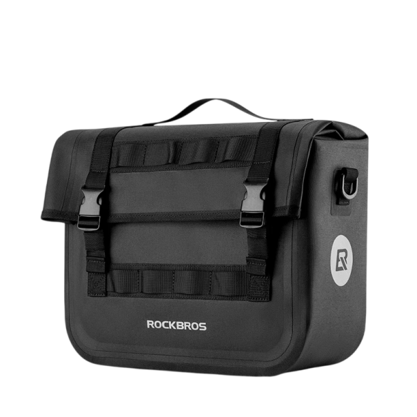 Borsa da ciclismo multifunzionale 33 x 27 x 14 cm 15 l Borsa in poliestere per bicicletta Organizzatore di stivaggio posteriore per portapacchi nero