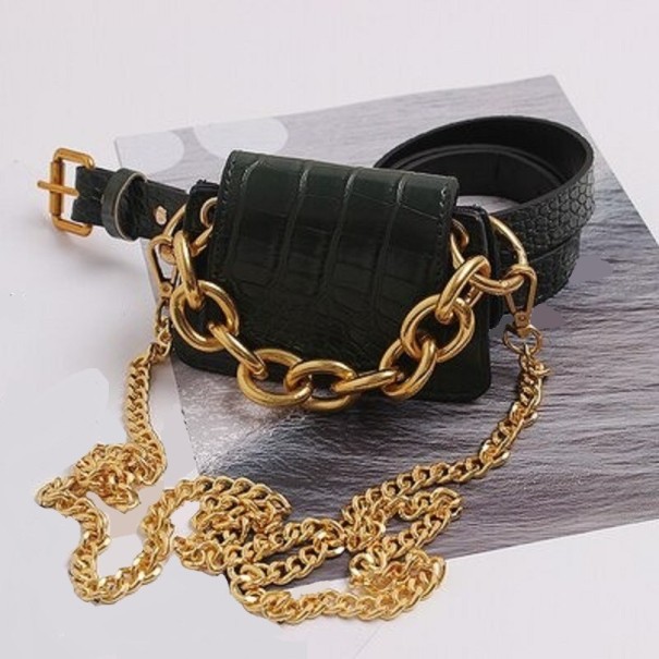 Borsa da donna a cintura verde scuro