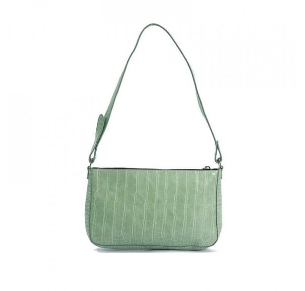Borsa a tracolla da donna con motivo in pelle di coccodrillo Manico corto con fibbia Chiusura con zip Pelle PU e poliestere 23 x 15 x verde chiaro