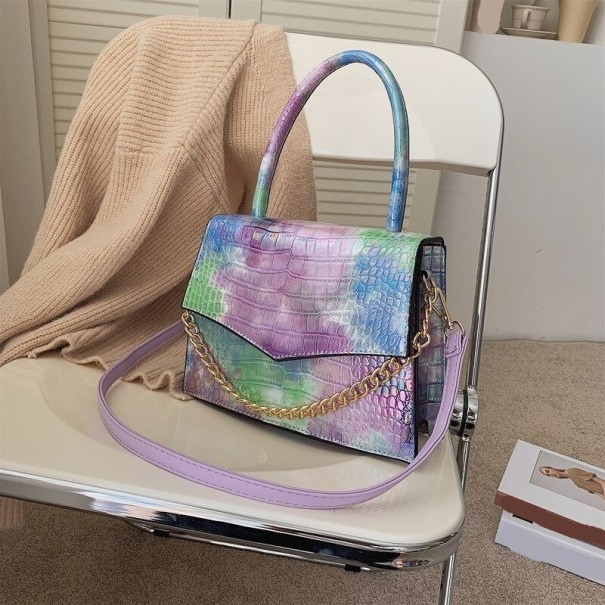 Borsa da donna con motivo pelle di coccodrillo M1656 viola chiaro