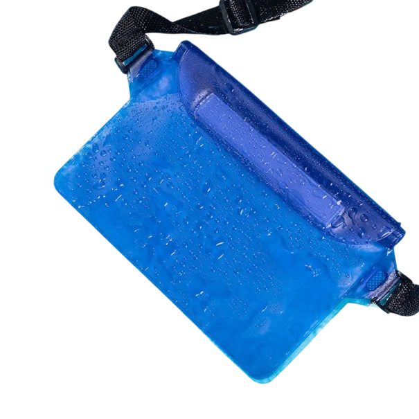 Borsa da nuoto impermeabile a 3 strati 22 x 18 cm Custodia protettiva per cellulare e oggetti di valore Borsa richiudibile con zip Borsa da spiaggia per acqua e pioggia blu