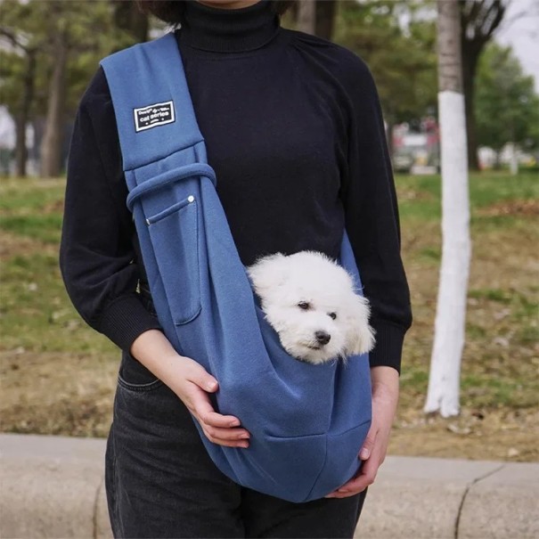 Borsa da trasporto per cani a spalla 75 x 65 cm Borsa comoda per passeggiate e viaggi Animali domestici fino a 7,5 kg Tasche esterne Cinghia regolabile blu