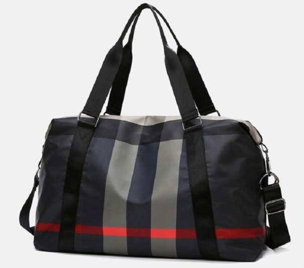 Borsa da viaggio da donna con motivo a quadri per il weekend e le vacanze Due manici e tracolla removibile in nylon Dimensioni 32 x 21 x 52 cm 1