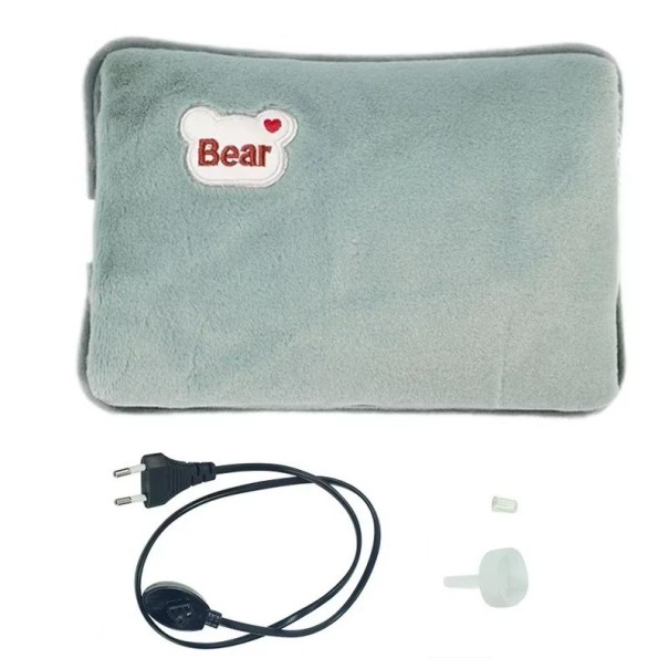 Borsa elettrica per riscaldare l'acqua 27 x 17 cm 220 V 420 W spina EU bottiglia di peluche ricaricabile riscaldatore sicuro per mani e corpo verde