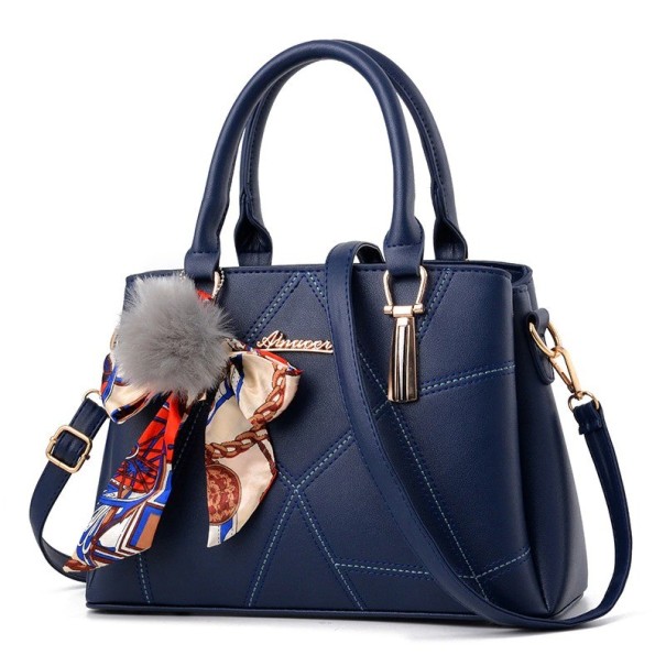 Borsa in pelle da donna M1092 blu scuro