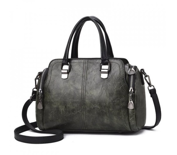 Borsa in pelle da donna M1438 verde militare