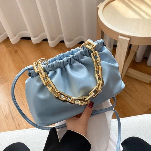 Borsa in pelle da donna M1451 azzurro