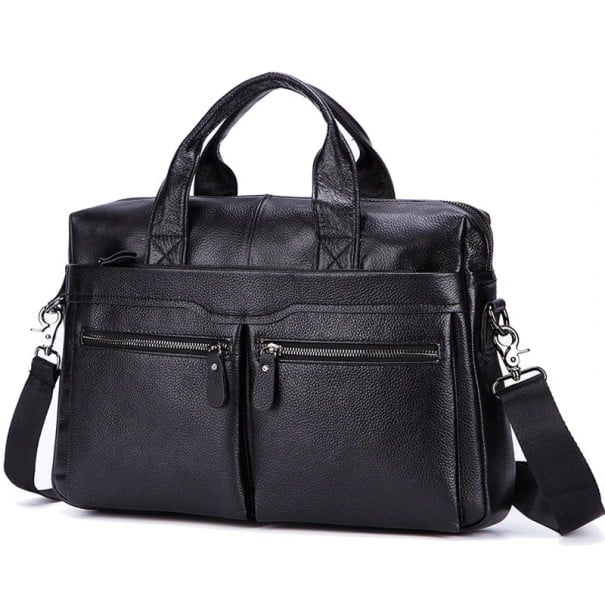 Borsa in pelle da uomo per laptop nero