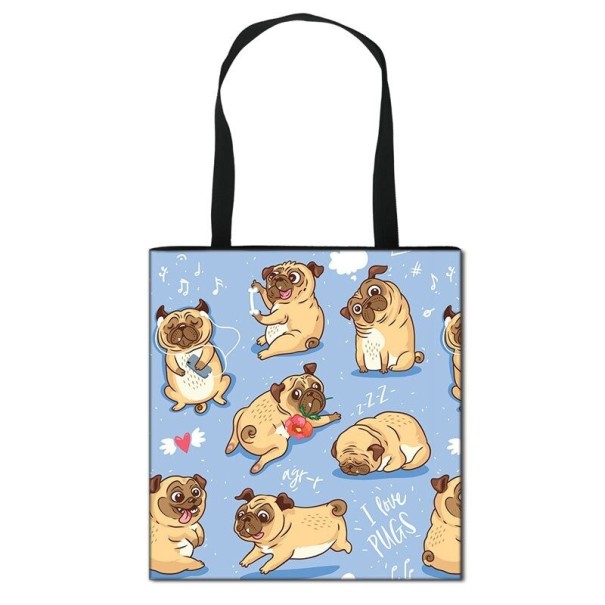 Borsa in tela da donna con stampa di cani M1250 1