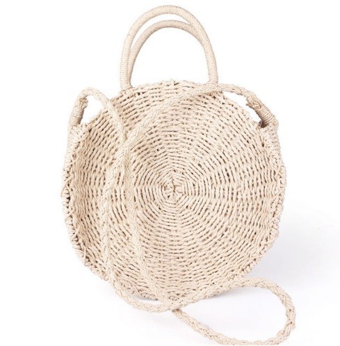 Borsa moderna in paglia da donna beige 30 cm