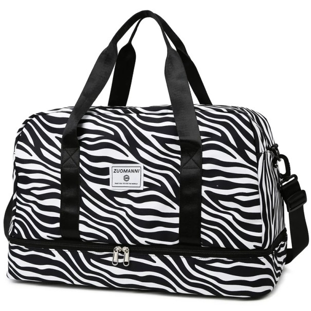Borsa sportiva da viaggio da donna 49 x 24,5 x 32 cm Borsa spaziosa e resistente con stampa zebra Borsa da palestra per il weekend Viaggi e tempo libero 1
