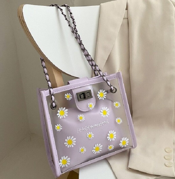 Borsa trasparente da donna viola chiaro