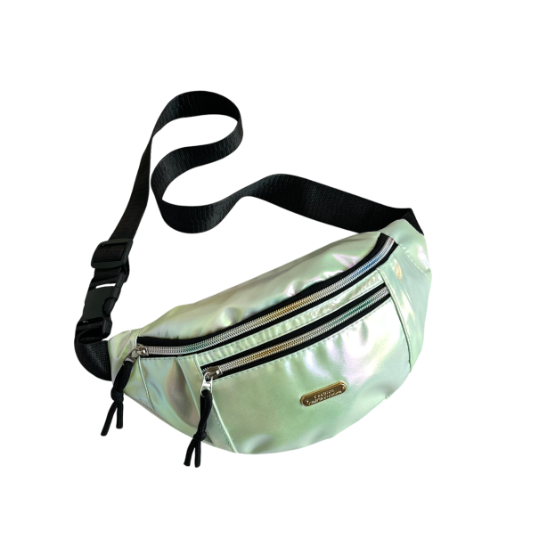 Borsetă cu efect de curcubeu, 31 x 15 x 8 cm, pentru femei și bărbați, cu fermoar, curea reglabilă, buzunar interior cu fermoar, pentru călătorii verde