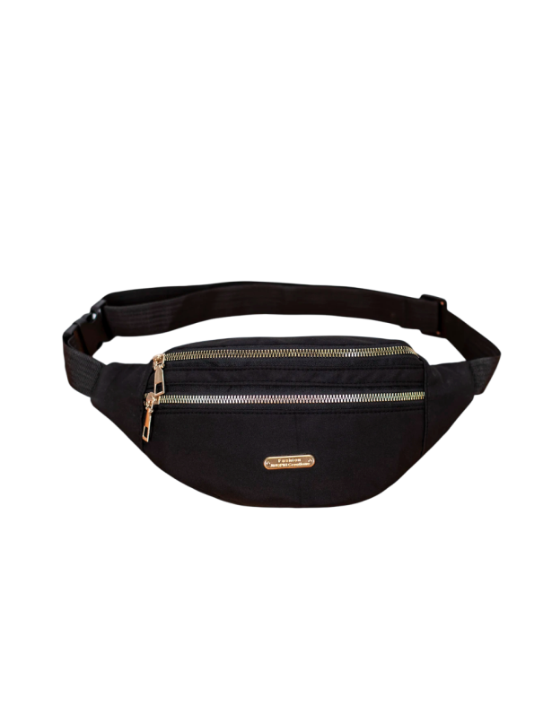 Borsetă din nylon cu efect curcubeu 31 cm - buzunar interior cu fermoar, buzunar spate, curea reglabilă negru