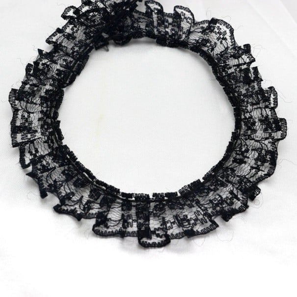 Borte mit Rüschenspitze 2,3 cm x 4,6 m Polyester dekorative Spitzenborte zum Nähen zur Dekoration von Kleidung Handgemachte Dekorationen schwarz