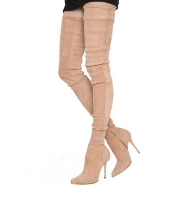 Botas altas hasta la rodilla para mujer A680 beige 36