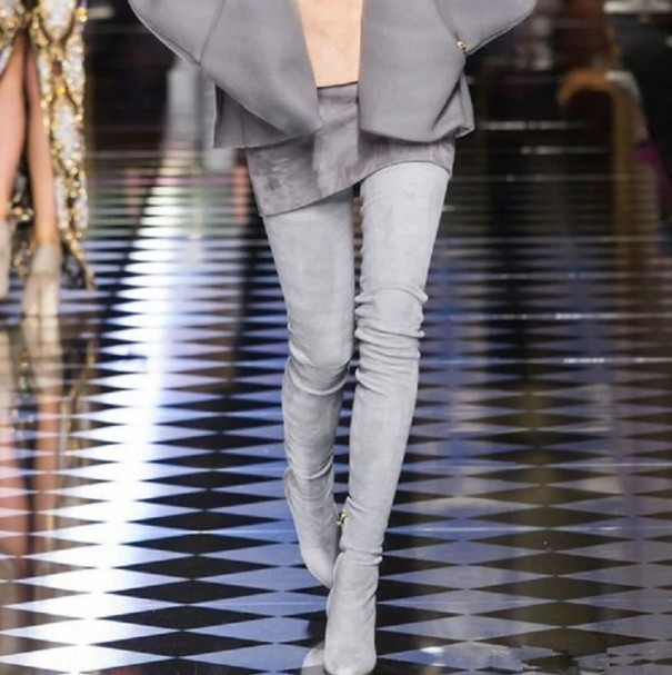 Botas altas hasta la rodilla para mujer A680 gris 35