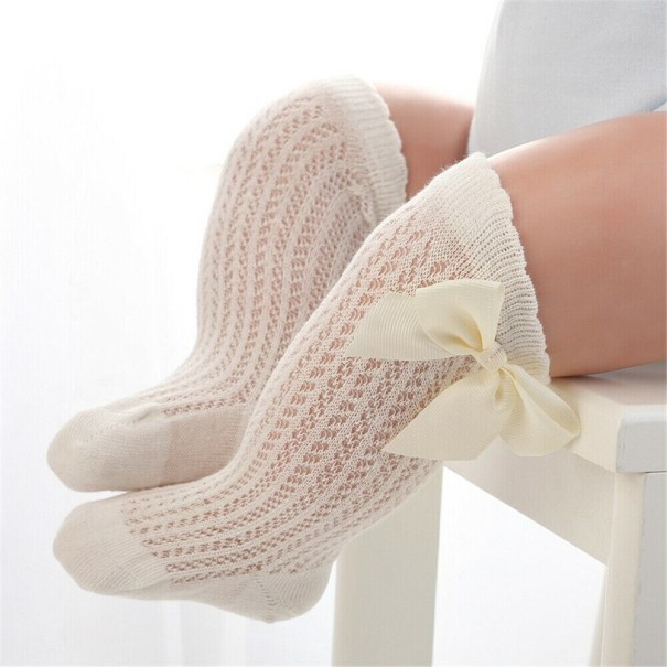 Botas altas para niños con lazo beige 0-12 meses
