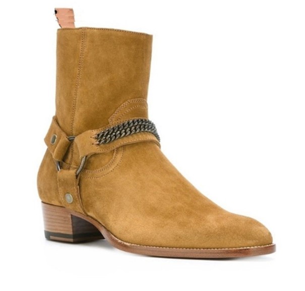 Botas Chelsea de piel para hombre marrón claro 43