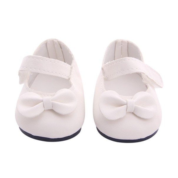 Botas com laço para boneca de 43 cm Ballerinas elegantes com faixa sobre o peito do pé Acessório para vestir e brincar para crianças branco