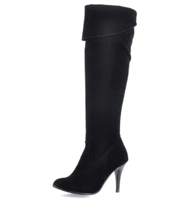 Botas de ante con tacón de aguja para mujer J2399 negro 46