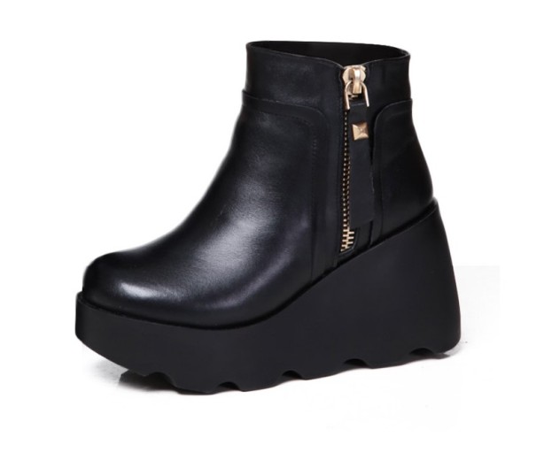Botas de cano curto de inverno para senhora com plataforma alta 35