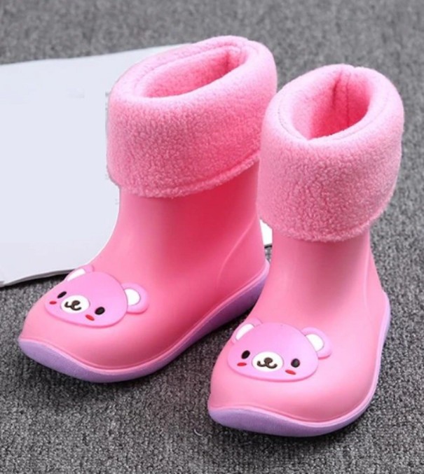 Botas de chuva infantis aquecidas rosa 32