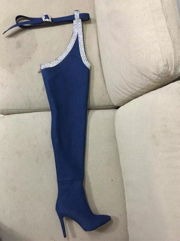 Botas de ganga para senhora acima do joelho com cinto 40