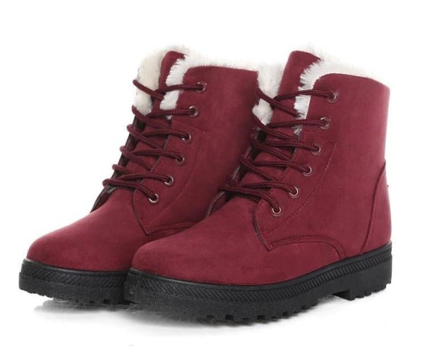 Botas de Inverno Femininas com Pelagem J836 vermelho 40