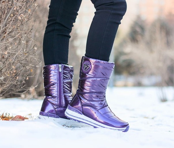Botas de invierno brillantes para mujer J1736 morado 37