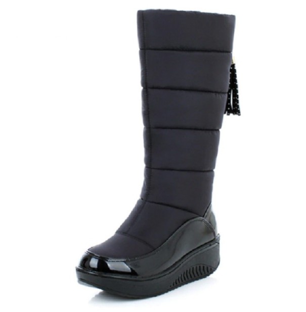 Botas de invierno de mujer con flecos J1818 negro 42