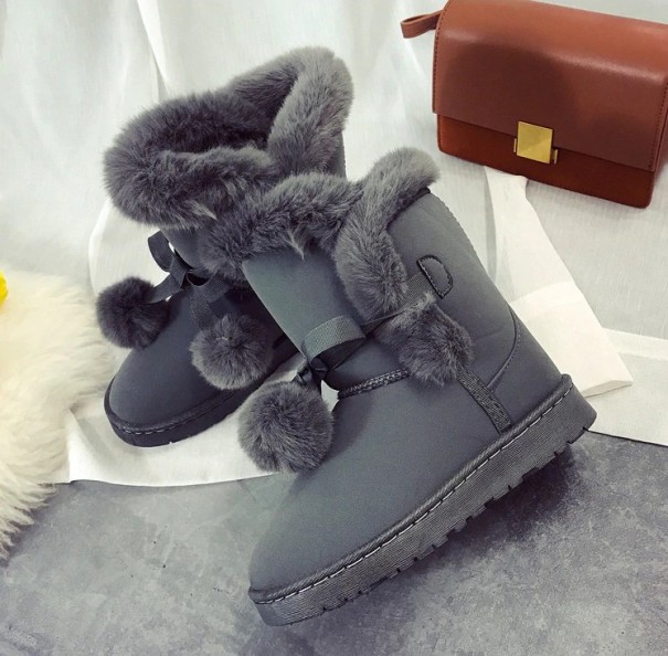 Botas de invierno de mujer con pompones J2430 gris 38