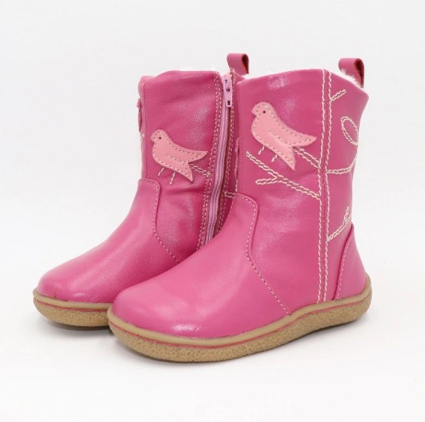 Botas de invierno para niña con pájaro rosa 19
