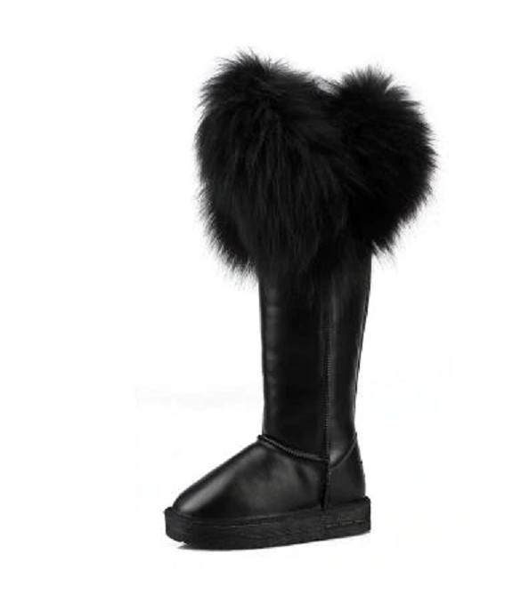 Botas de mujer de lujo con pelo J3208 negro mate 40