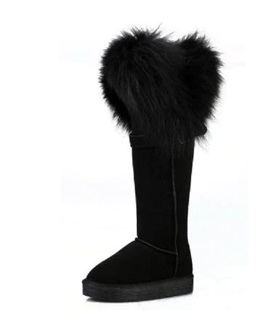 Botas de senhora luxuosas com pelagem J3208 preto 39