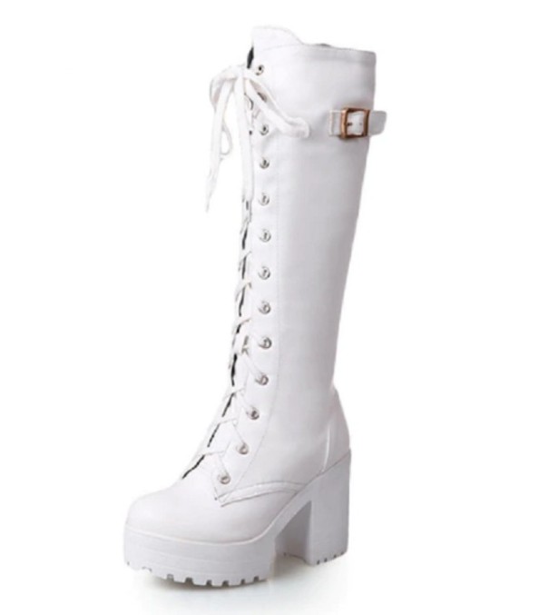 Botas de tacón alto de invierno para mujer J1197 blanco 35
