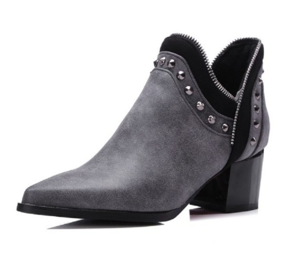 Botas de tornozelo femininas com pedras J1711 cinzento 39