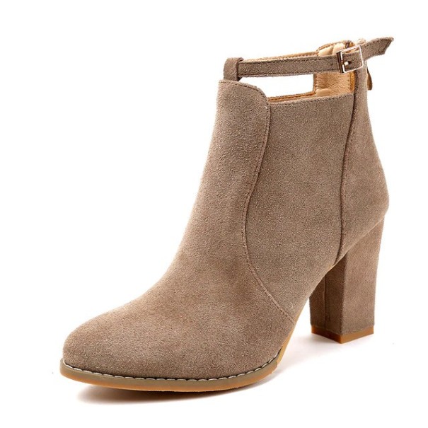 Botas de tornozelo femininas com salto creme 38