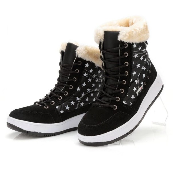 Botas de tornozelo femininas estilosas com estrelas J1164 preto 36