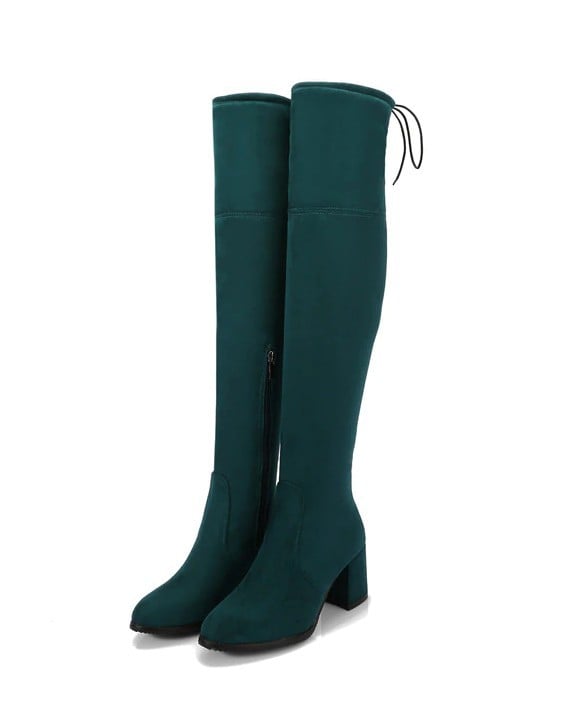 Botas elegantes acima do joelho verde 34