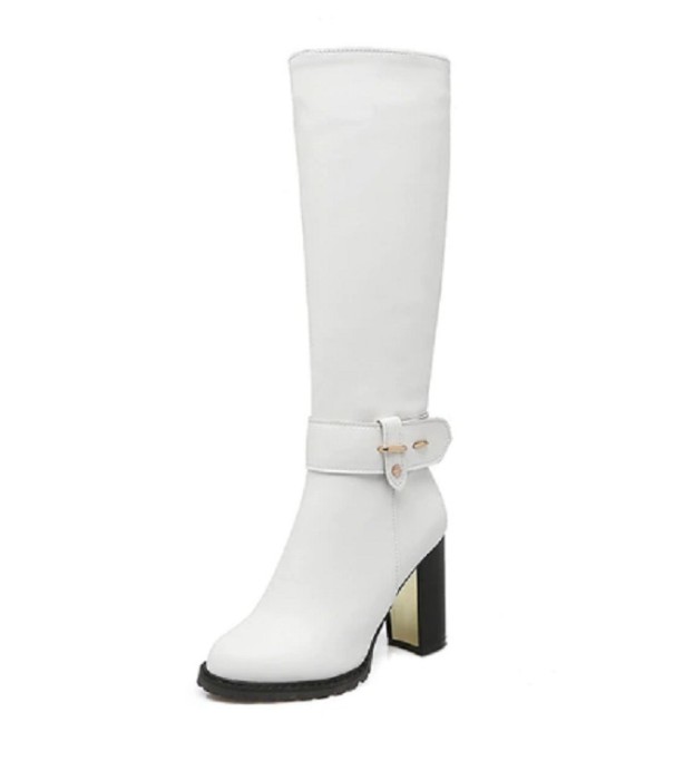 Botas elegantes con tacón de bloque J1919 blanco 40