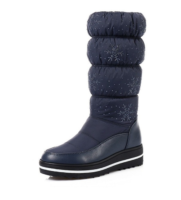 Botas elegantes de invierno para mujer con copos de nieve J1203 azul 36