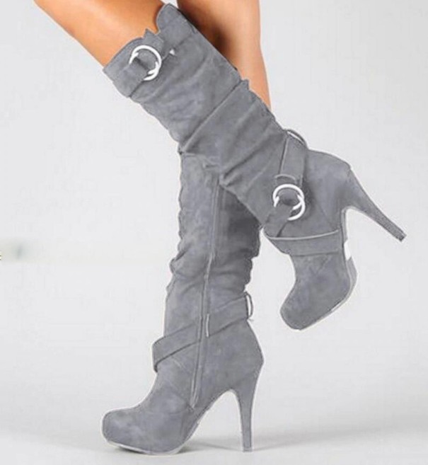 Botas elegantes de tacón alto para mujer J1775 gris 42