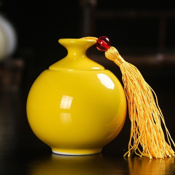 Bote de té de cerámica C123 amarillo