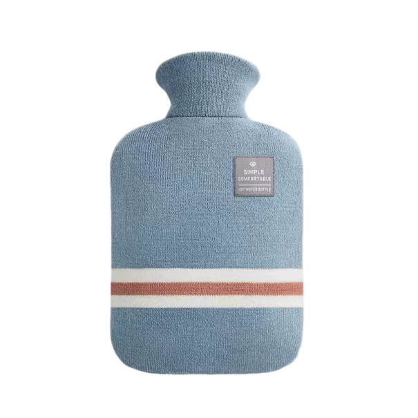Botella calefactora de gran capacidad 1000 ml con funda trenzada Bolsa termoaislante para agua caliente Calor en el abdomen y las manos durante los dolores menstruales azul